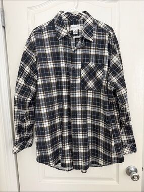 Roma Blue, White & Brown Plaid Button-Down Shirt